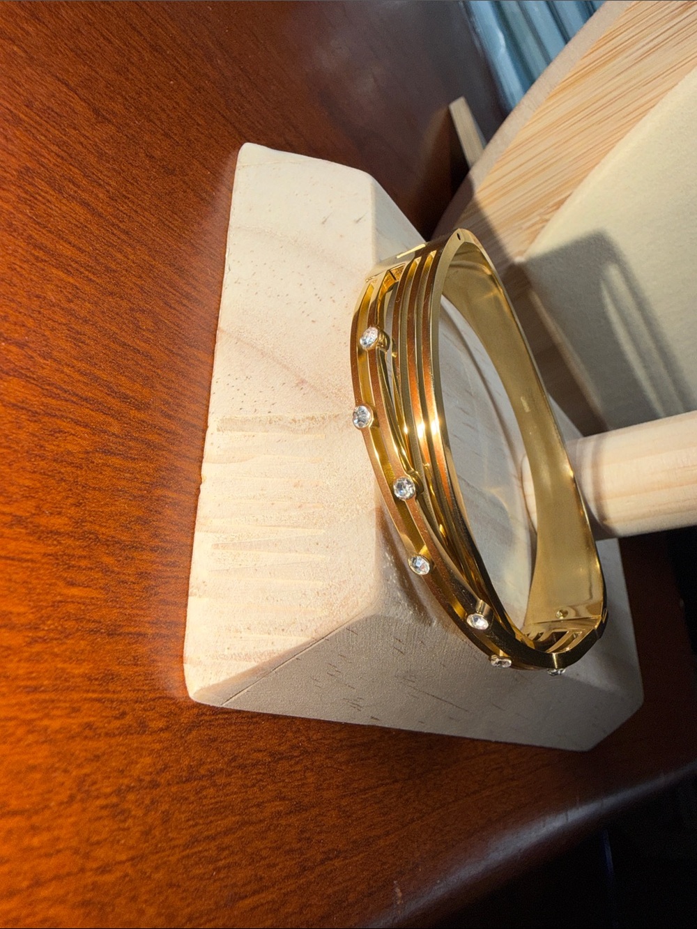 Gold-Tone Crystal Accent Bangle Bracelet